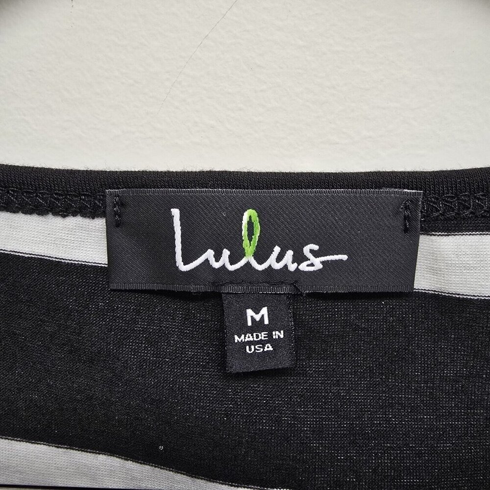 Lulus Heir Lines Striped Bodycon Dress Black White Casual Dress Women's Size M - Picture 3 of 9